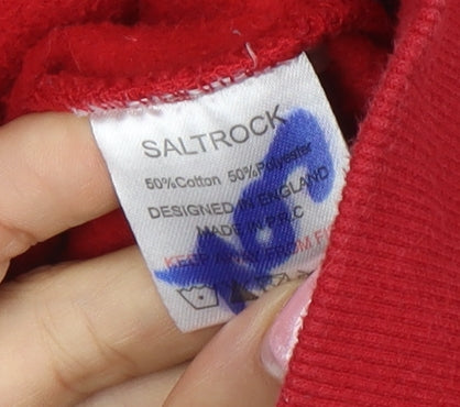 Saltrock Boys Red Full Zip Hoodie Size 7-8 Years Cotton Blend