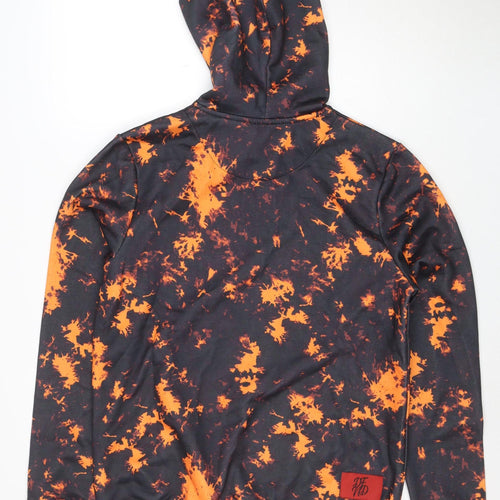DFND Men’s Black Orange Pullover Hoodie Medium Polyester Graphic Print