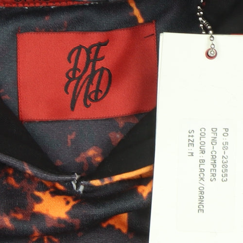 DFND Men’s Black Orange Pullover Hoodie Medium Polyester Graphic Print