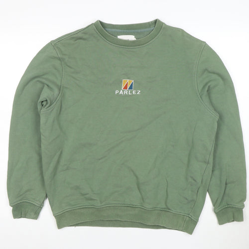 Parlez Men's Green Embroidered Crew Neck Sweatshirt Size M