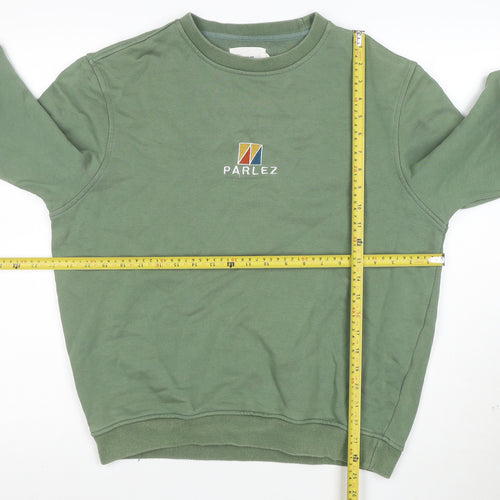 Parlez Men's Green Embroidered Crew Neck Sweatshirt Size M