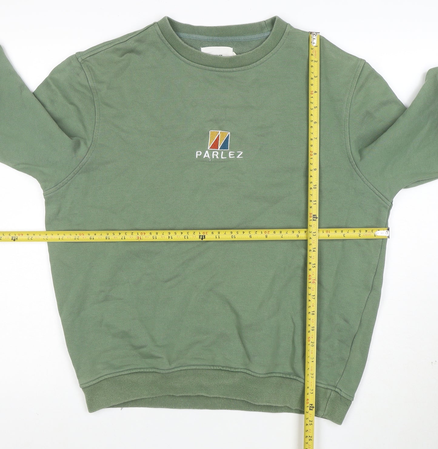 Parlez Men's Green Embroidered Crew Neck Sweatshirt Size M
