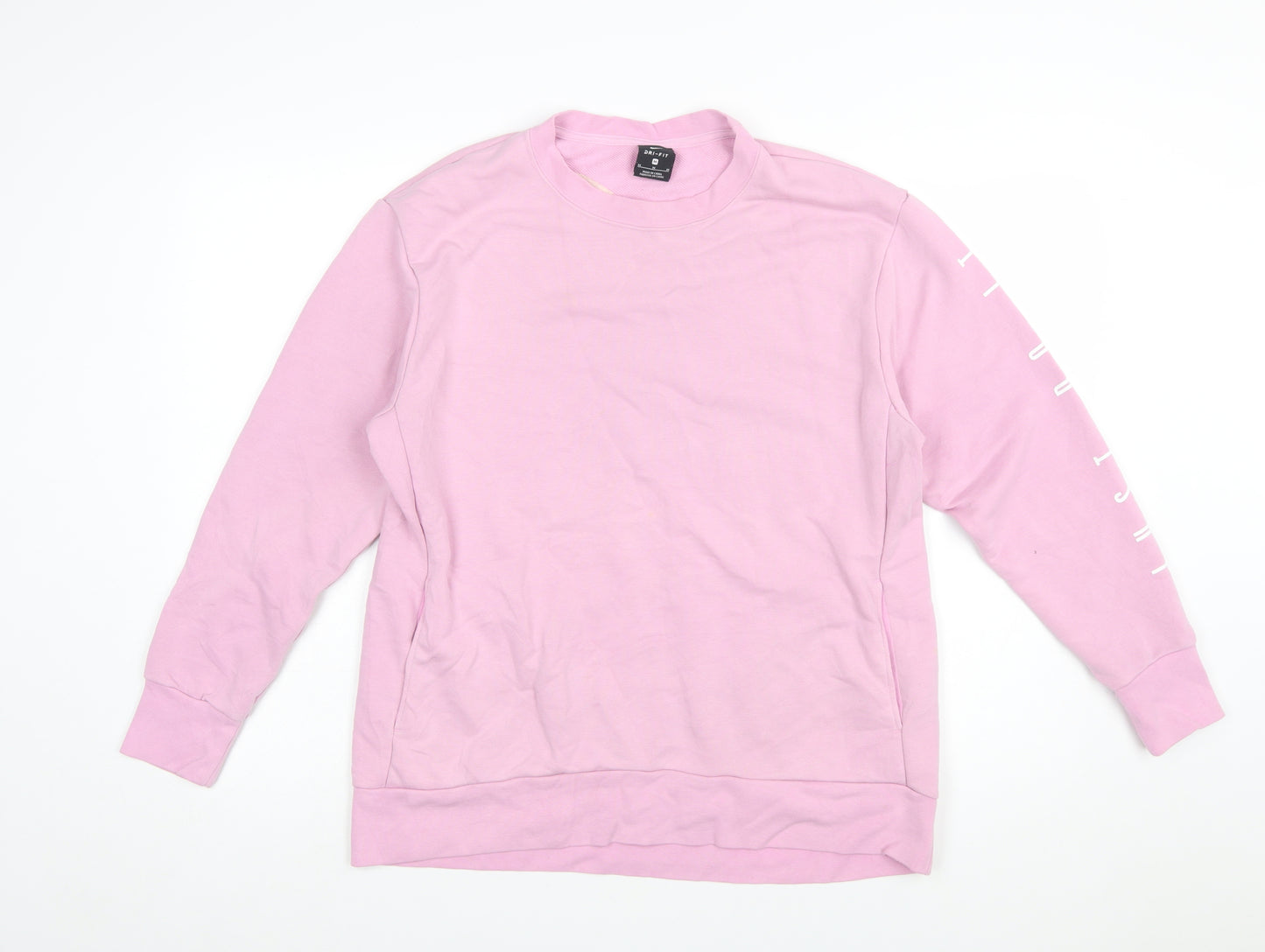 Nike Women Pink Dri-FIT Pullover Sweatshirt M Cotton Blend