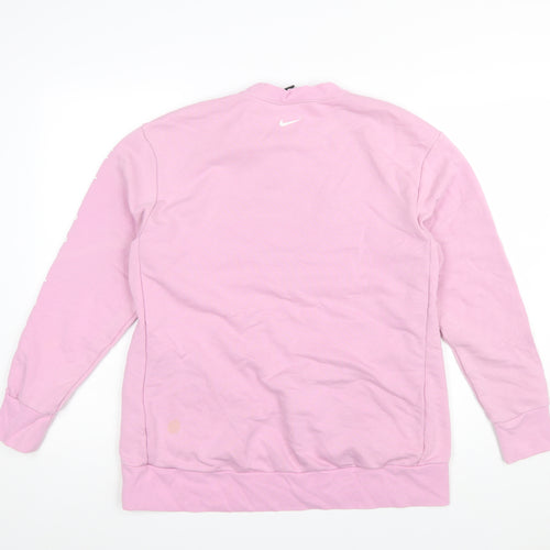 Nike Women Pink Dri-FIT Pullover Sweatshirt M Cotton Blend