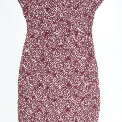 White Stuff Women Red Floral Jersey Bodycon Dress UK 12