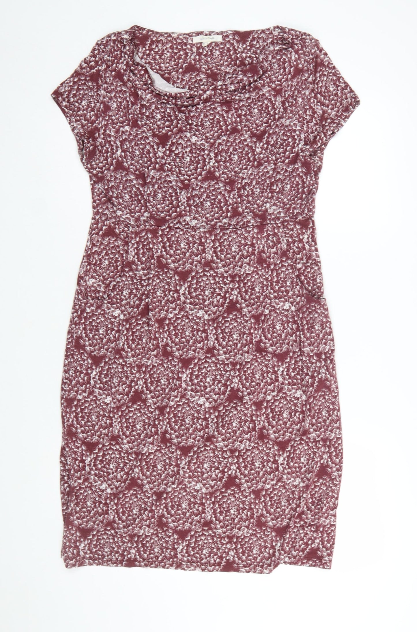 White Stuff Women Red Floral Jersey Bodycon Dress UK 12