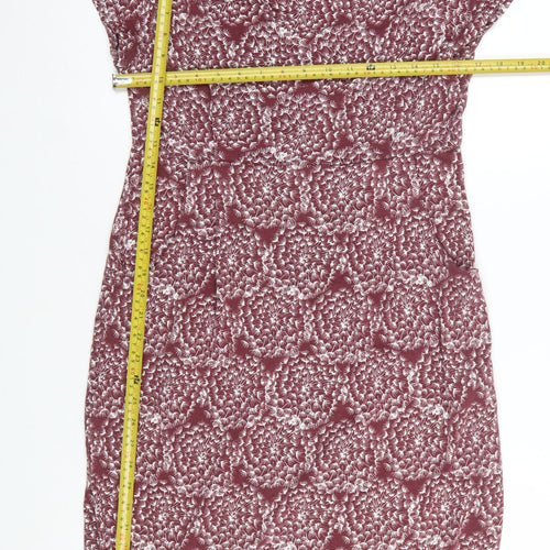 White Stuff Women Red Floral Jersey Bodycon Dress UK 12