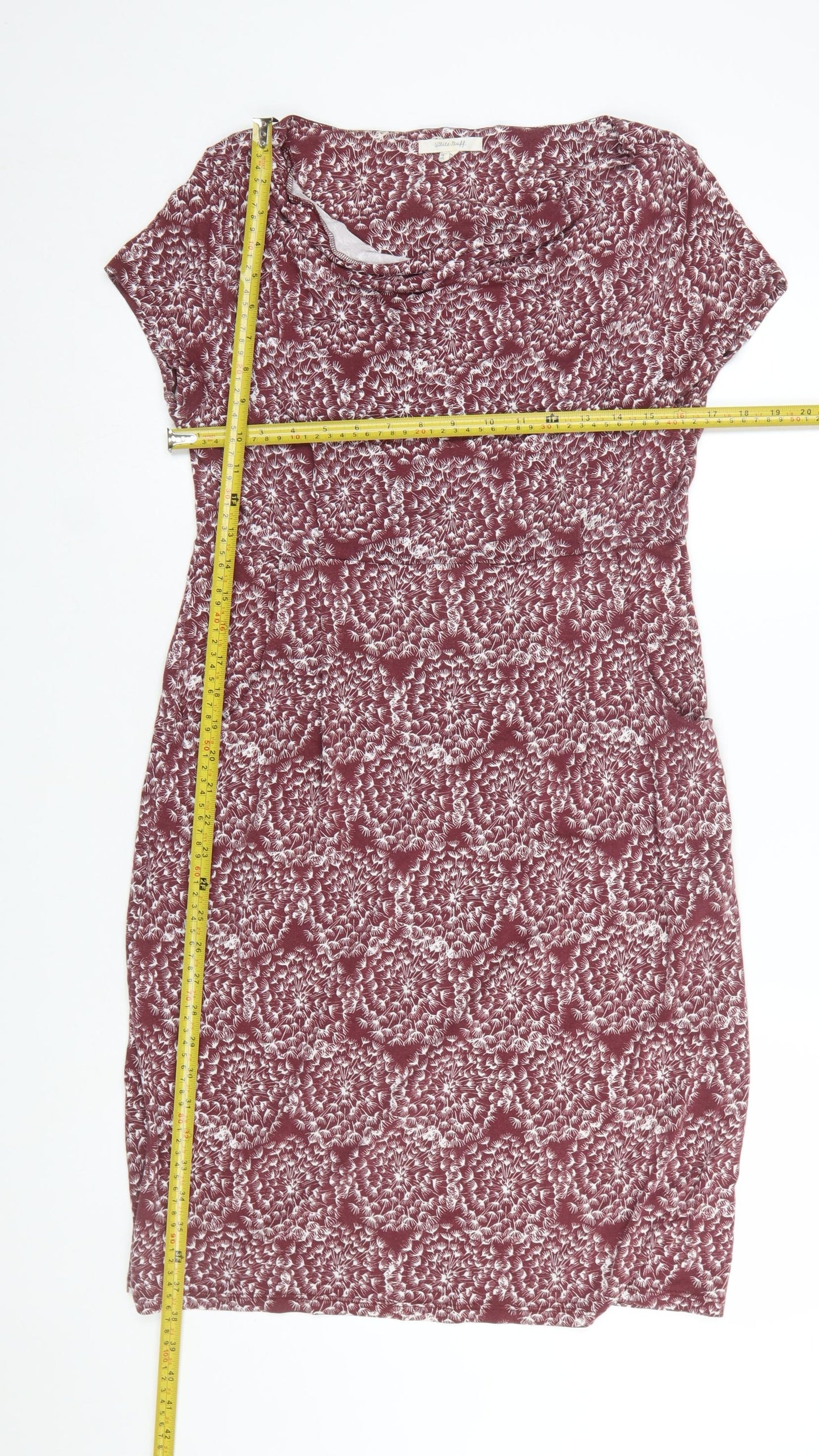 White Stuff Women Red Floral Jersey Bodycon Dress UK 12