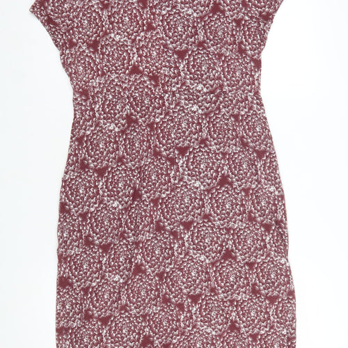 White Stuff Women Red Floral Jersey Bodycon Dress UK 12