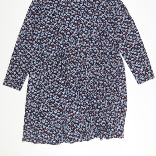 Seasalt Cornwall Women Blue Floral Cotton Tall Shift Dress UK 20