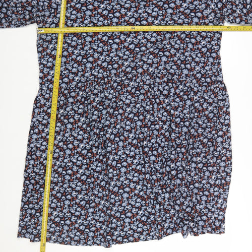 Seasalt Cornwall Women Blue Floral Cotton Tall Shift Dress UK 20