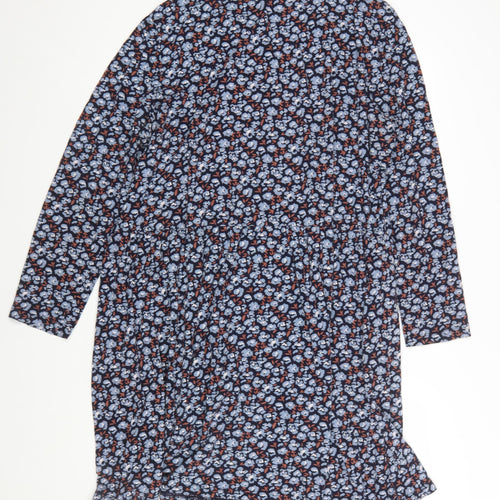 Seasalt Cornwall Women Blue Floral Cotton Tall Shift Dress UK 20