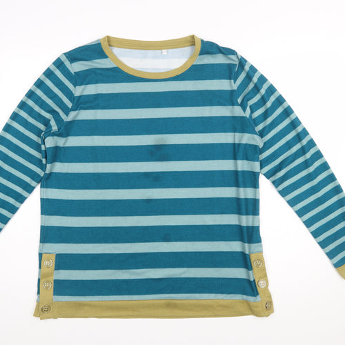 The Edinburgh Woollen Mill Men's Blue Striped Pullover Jumper M