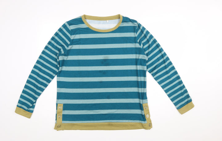 The Edinburgh Woollen Mill Men's Blue Striped Pullover Jumper M