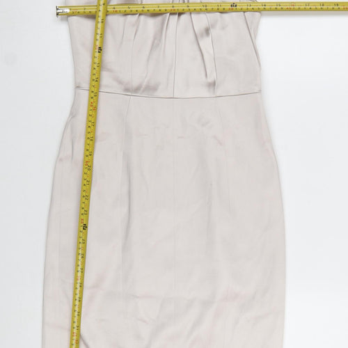 Karen Millen Women Beige Halter Pleated Sheath Dress UK 10