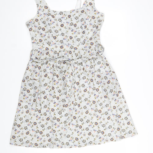 FatFace Women's Ivory Floral Cotton A-Line Dress Size 12