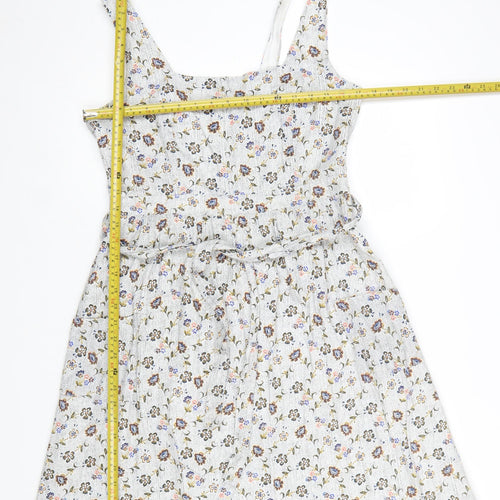 FatFace Women's Ivory Floral Cotton A-Line Dress Size 12