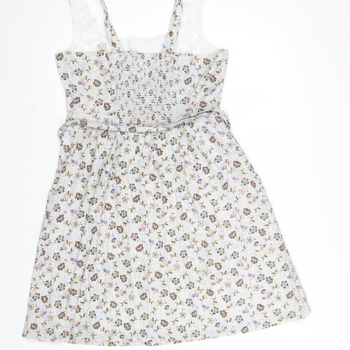 FatFace Women's Ivory Floral Cotton A-Line Dress Size 12