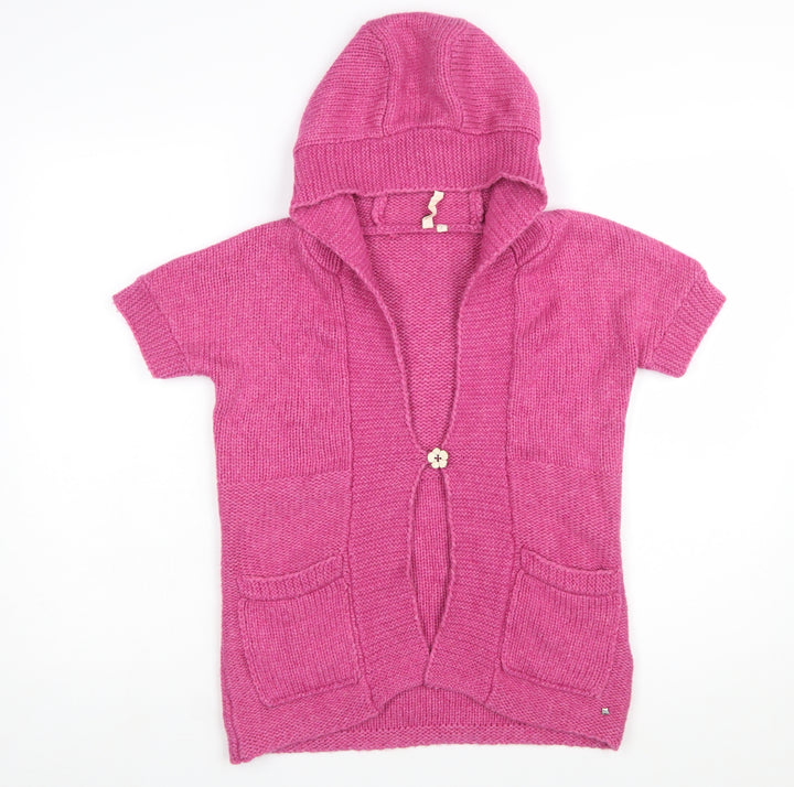 White Stuff Women's Pink Hooded Short Sleeve Cardigan Size S