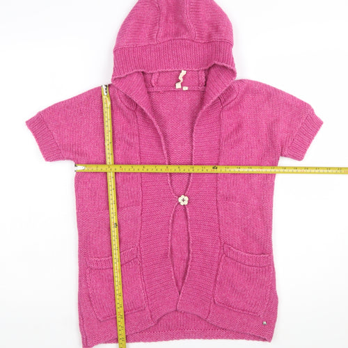 White Stuff Women's Pink Hooded Short Sleeve Cardigan Size S