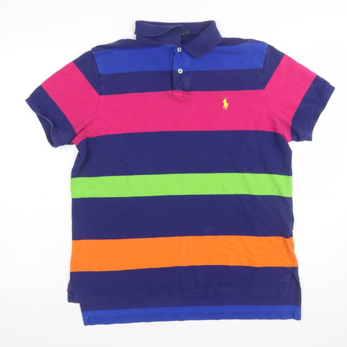 Polo Ralph Lauren Men's Multicoloured Striped L Cotton Polo Shirt