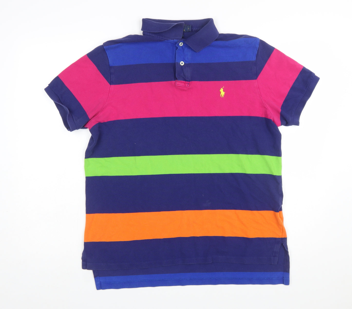 Polo Ralph Lauren Men's Multicoloured Striped L Cotton Polo Shirt