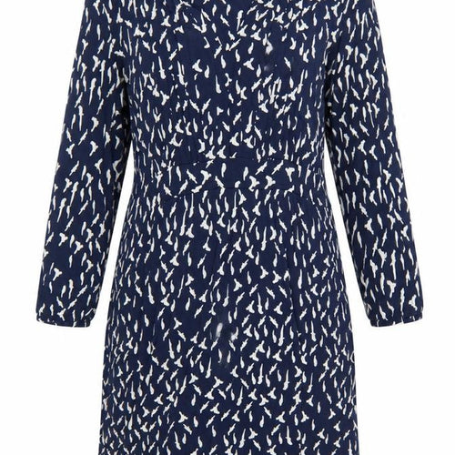 M&Co Women Blue Bird Print Viscose Shift Dress Size 16