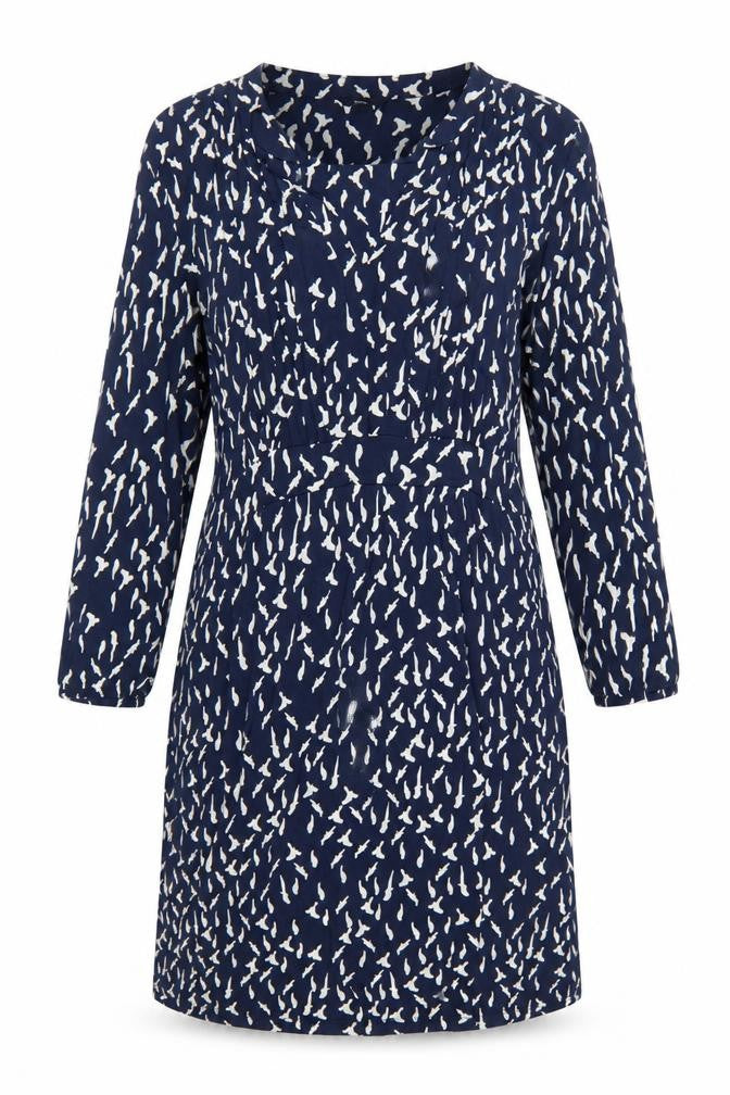 M&Co Women Blue Bird Print Viscose Shift Dress Size 16