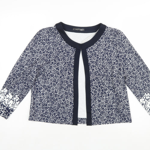 Barbara Lebek Women's Blue Floral Jersey Tunic Blouse Size 12