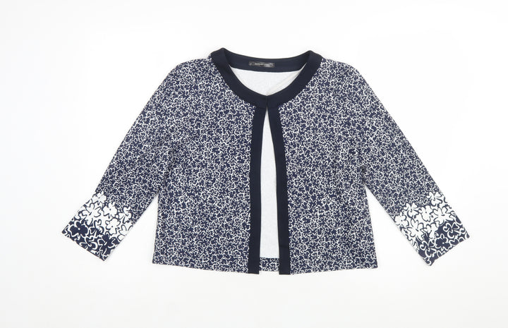 Barbara Lebek Women's Blue Floral Jersey Tunic Blouse Size 12