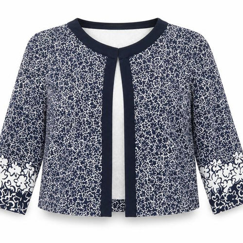 Barbara Lebek Women's Blue Floral Jersey Tunic Blouse Size 12