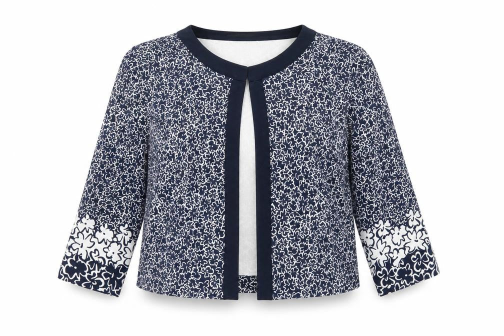 Barbara Lebek Women's Blue Floral Jersey Tunic Blouse Size 12