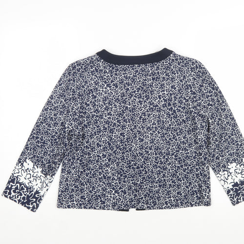 Barbara Lebek Women's Blue Floral Jersey Tunic Blouse Size 12