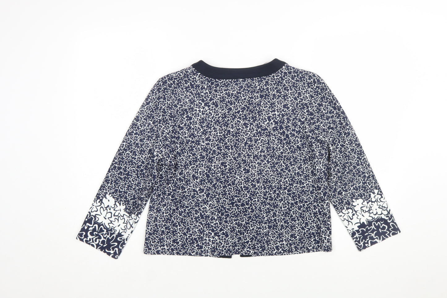 Barbara Lebek Women's Blue Floral Jersey Tunic Blouse Size 12