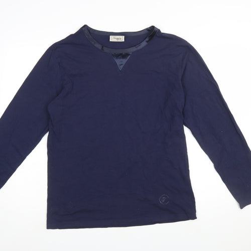 Temperley London Women’s Blue Long Sleeve Cotton Crew Neck Top M