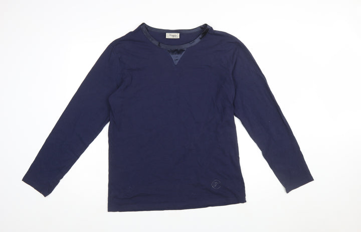 Temperley London Women’s Blue Long Sleeve Cotton Crew Neck Top M