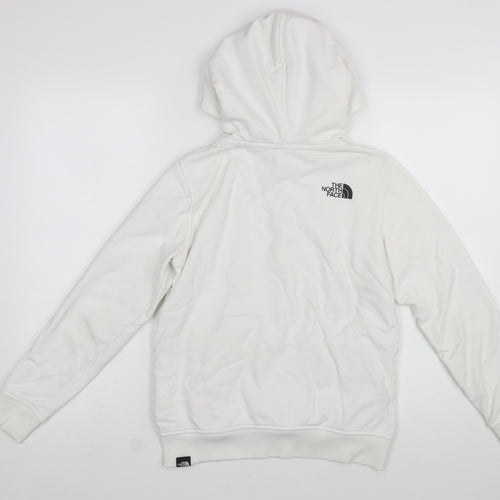 The North Face Boys White Cotton Pullover Hoodie L Youth Logo Print