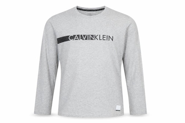 Calvin Klein Men's Grey Long Sleeve Crew Neck Cotton T-Shirt M