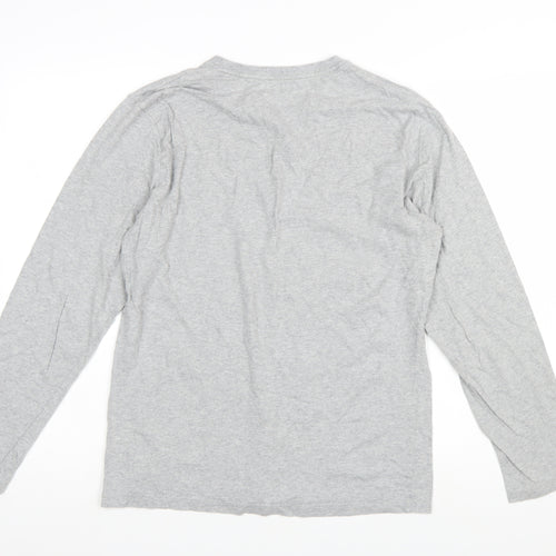 Calvin Klein Men's Grey Long Sleeve Crew Neck Cotton T-Shirt M