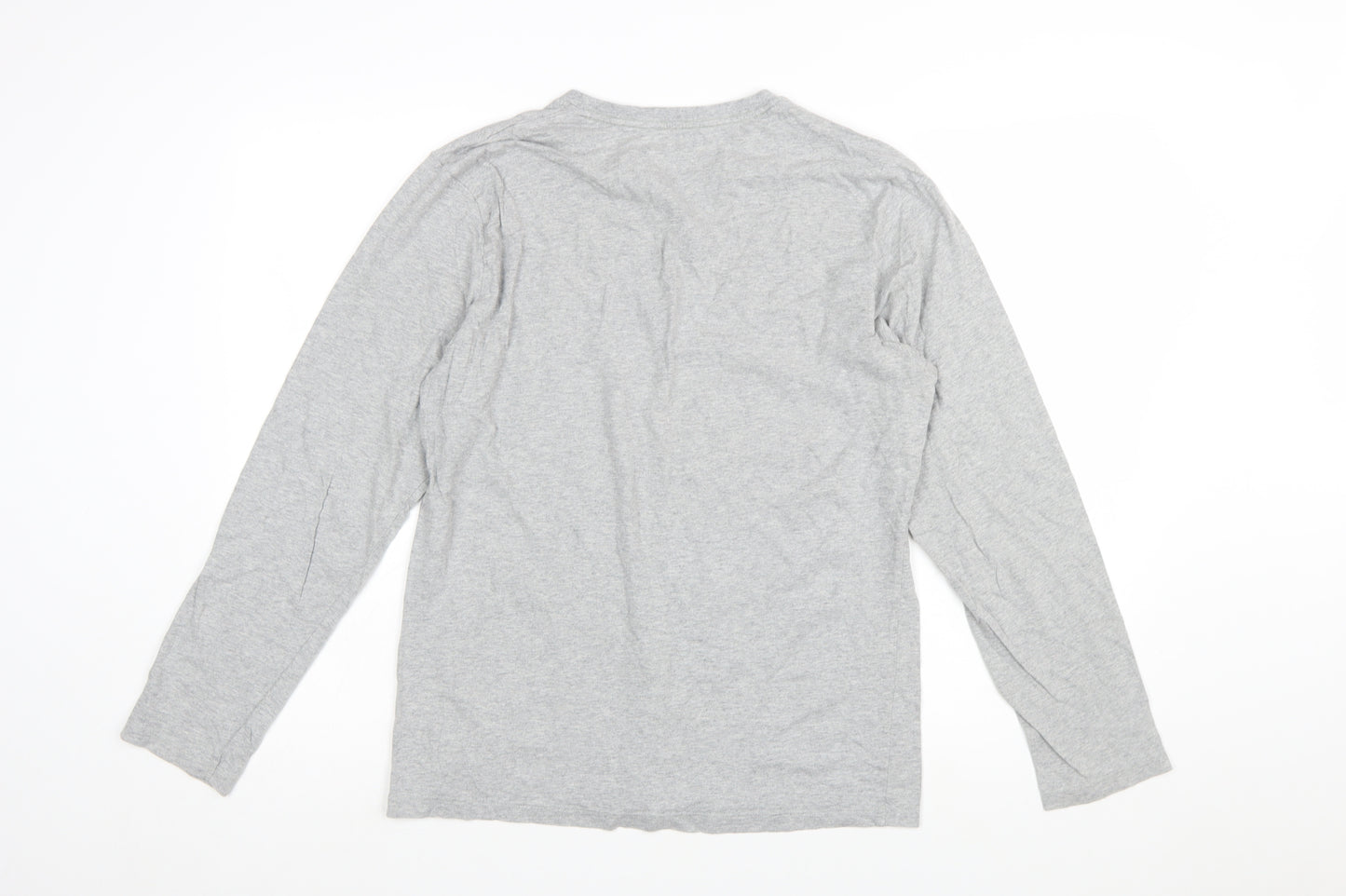 Calvin Klein Men's Grey Long Sleeve Crew Neck Cotton T-Shirt M