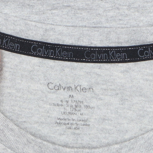 Calvin Klein Men's Grey Long Sleeve Crew Neck Cotton T-Shirt M