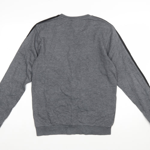 Adidas Men's Grey Pullover Sweatshirt S Crew Neck Sports Fleece