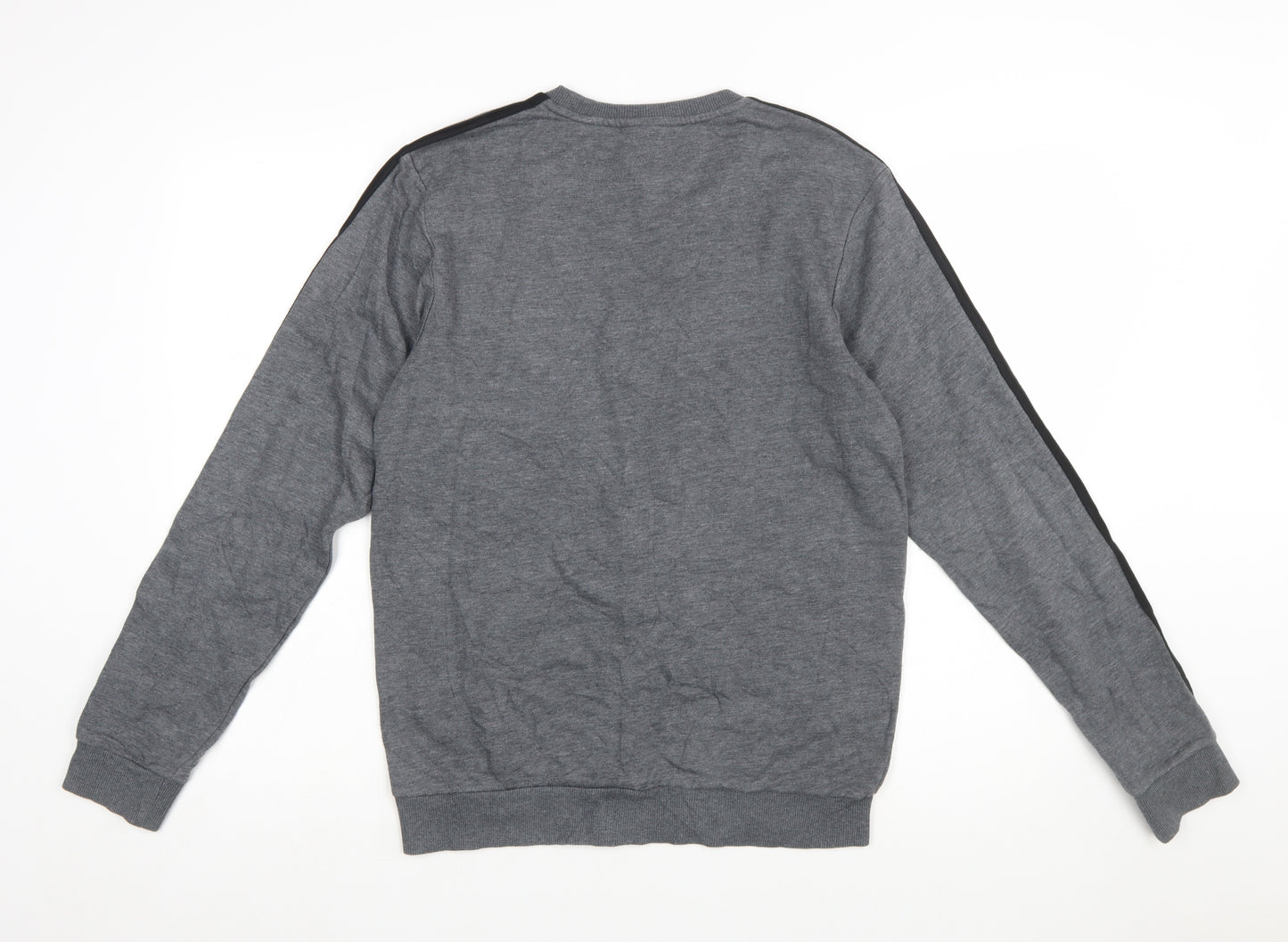 Adidas Men's Grey Pullover Sweatshirt S Crew Neck Sports Fleece