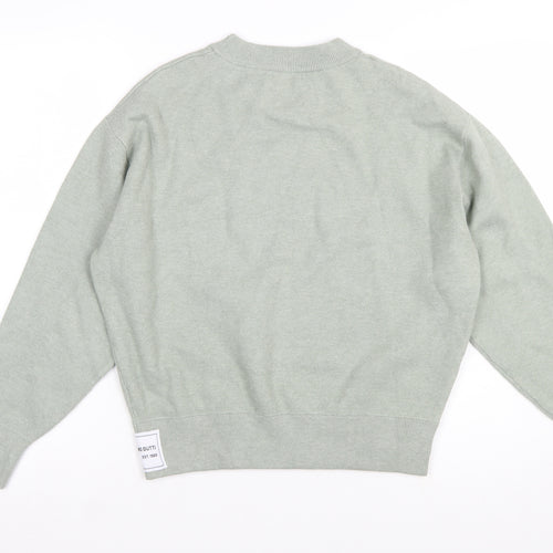 Massimo Dutti Women’s Green Wool Blend Crew Neck Pullover Jumper Size S