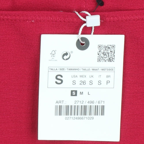 Zara Women Red Camisole Crop Top S Sweetheart Neck Jersey