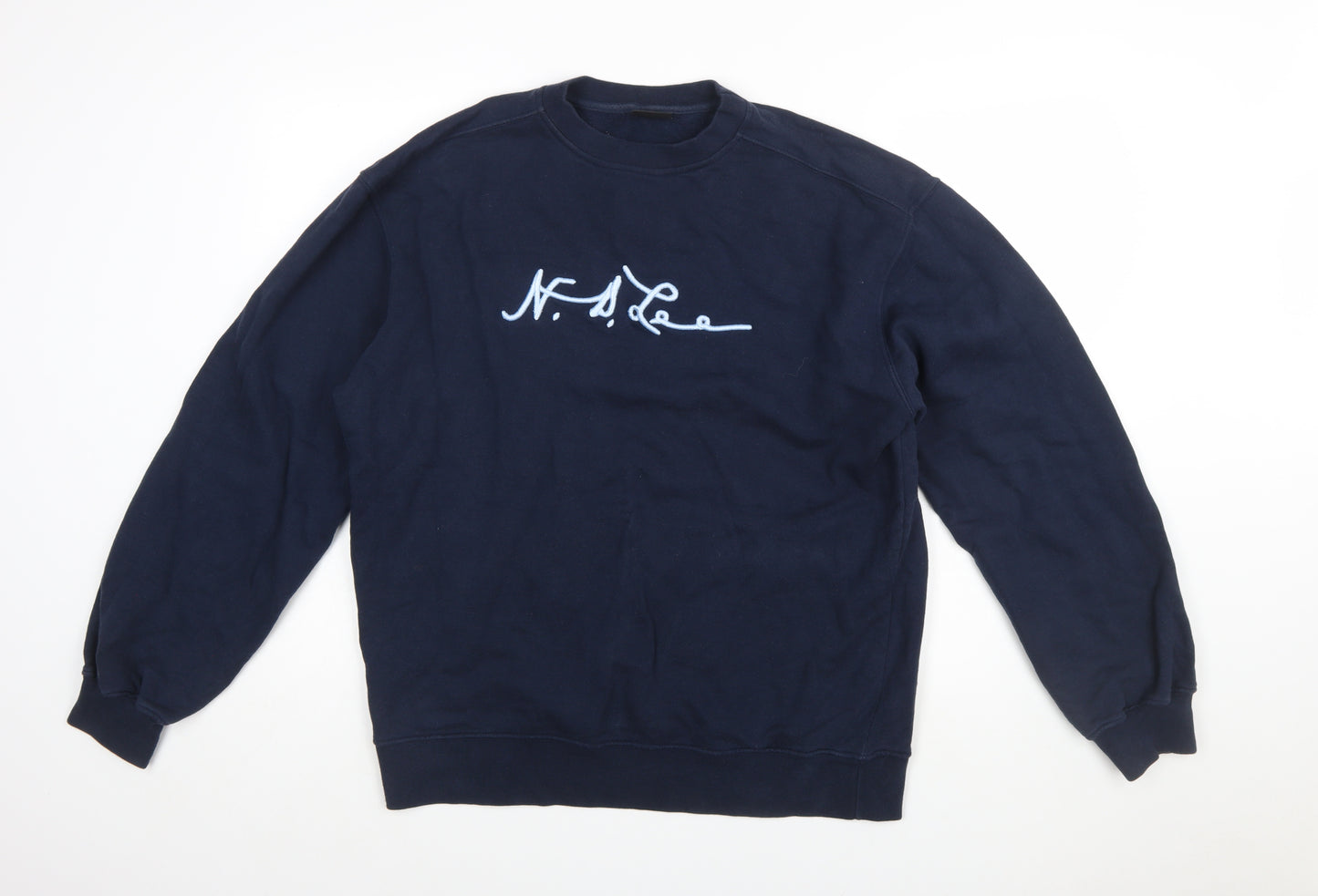 Lee Men's Blue Crew Neck Logo Sweatshirt Size L