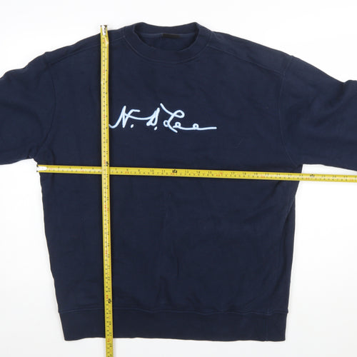 Lee Men's Blue Crew Neck Logo Sweatshirt Size L