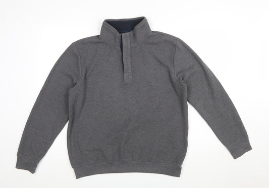 Altinyildiz Classics Men's Grey M High Neck Henley Sweatshirt