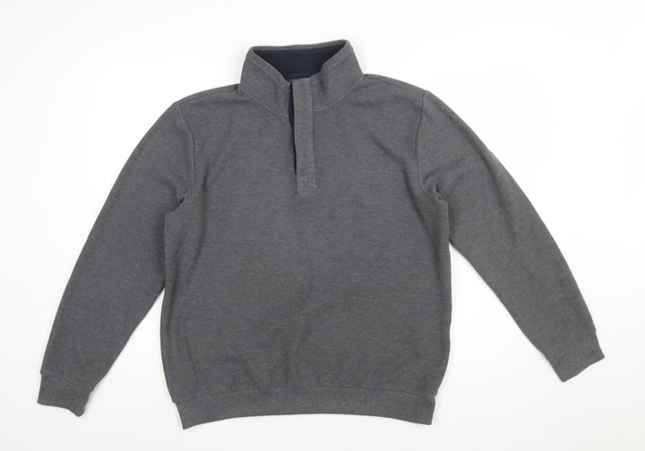 Altinyildiz Classics Men's Grey M High Neck Henley Sweatshirt