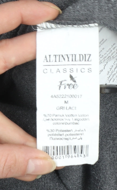 Altinyildiz Classics Men's Grey M High Neck Henley Sweatshirt